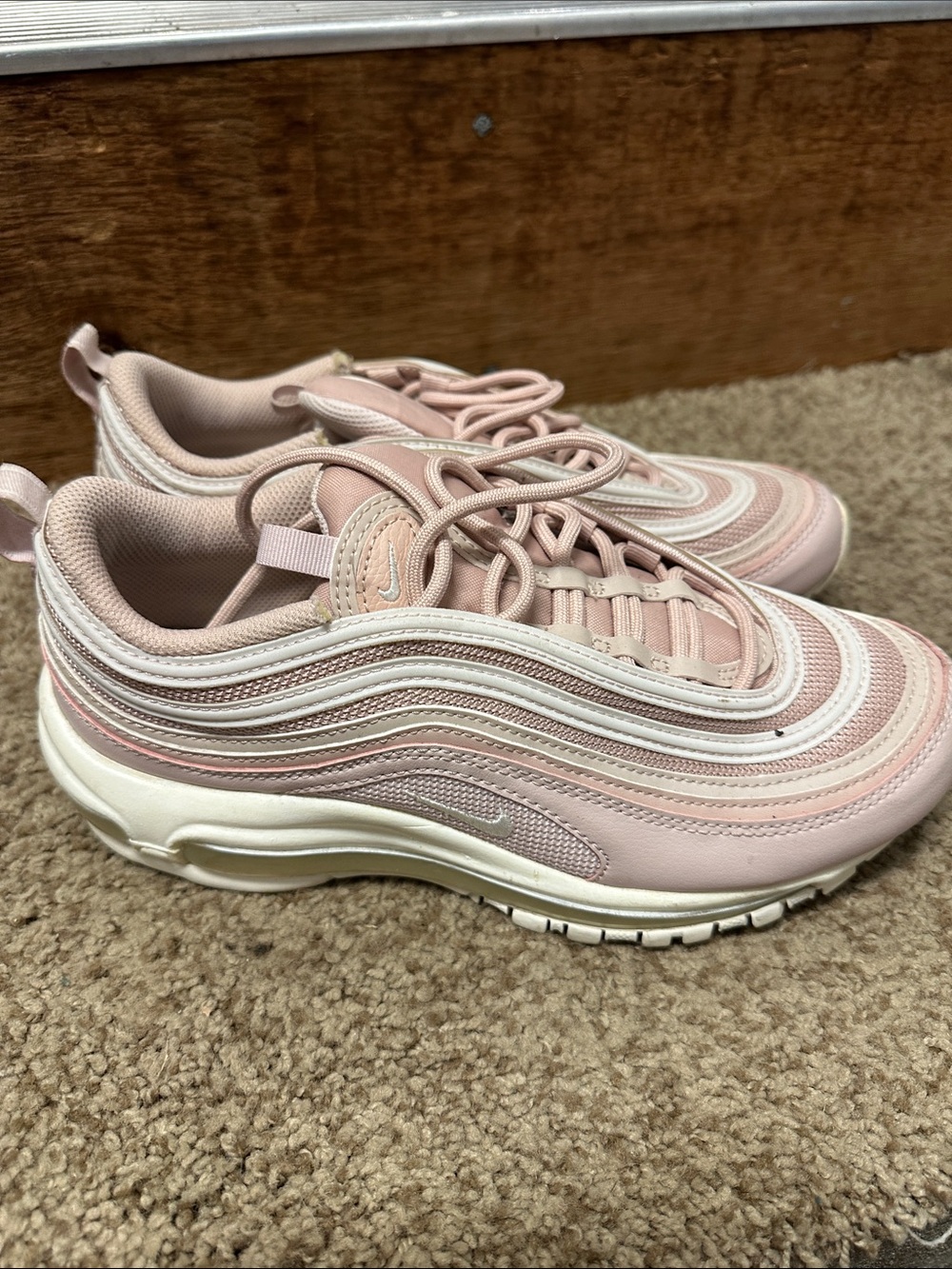 Nike Women’s Pink and Cream Air Max-Style Sneakers